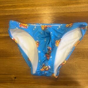Blue Cartoon Print Bikini Bottoms